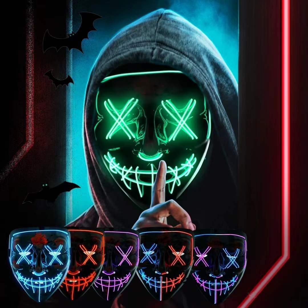 Led Purge Mask Halloween - قناع نيون لاسلكي مضيء بتقنية LED