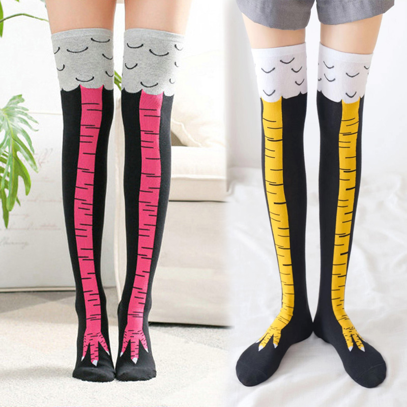 Funny Chicken Leg Socks - 1Pairs النساء طباعة جوارب طويلة إلى
