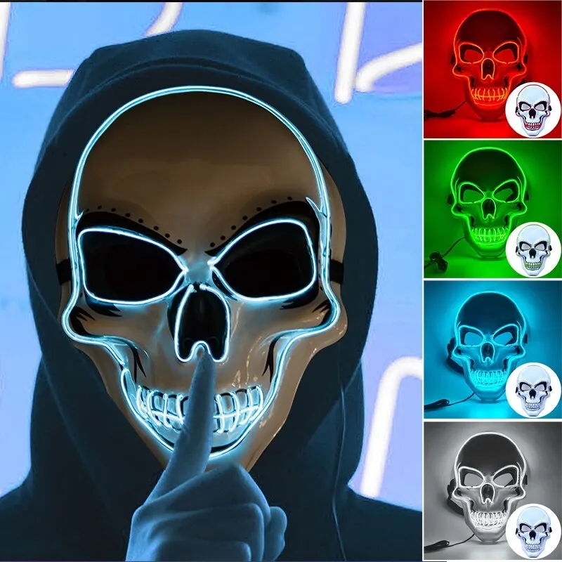 Led Purge Mask Halloween - قناع تنقية الهالوين للبالغين، قناع رعب