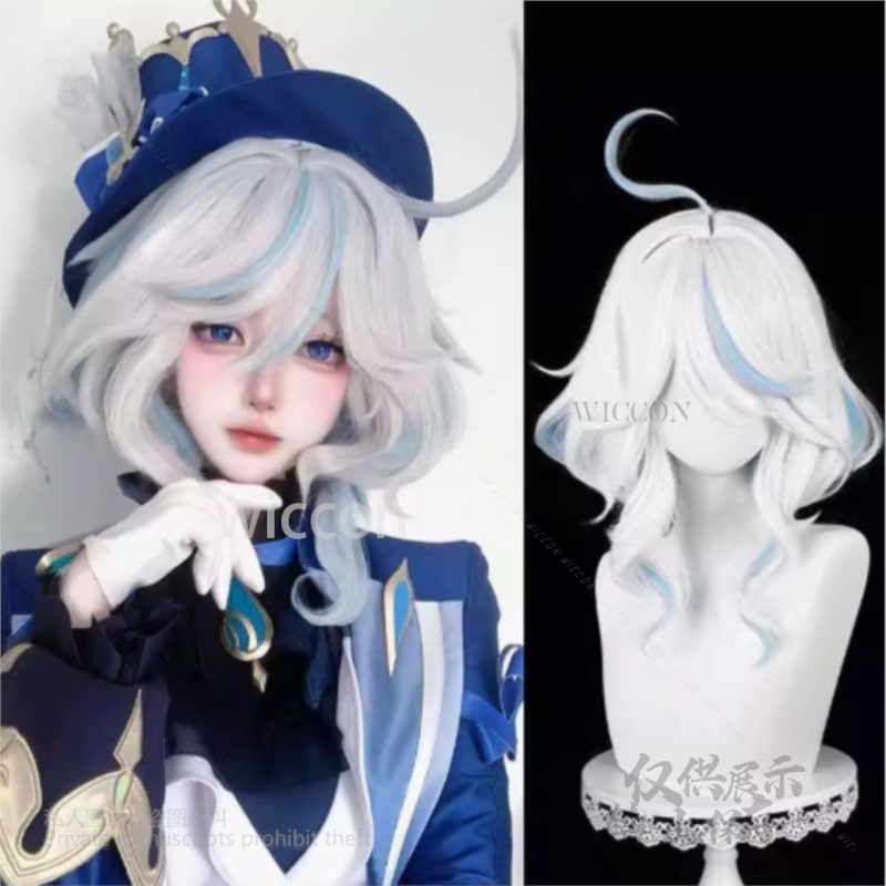 Anime Cosplay Wig Heat Resistant - أنيمي لعبة Furina تأثيري حلي قبعة