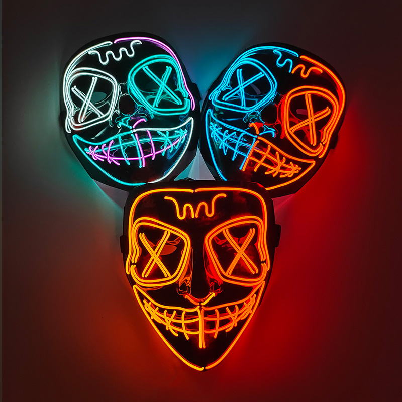 Led Purge Mask Halloween - قناع LED متوهج لاسلكي EL نيون
