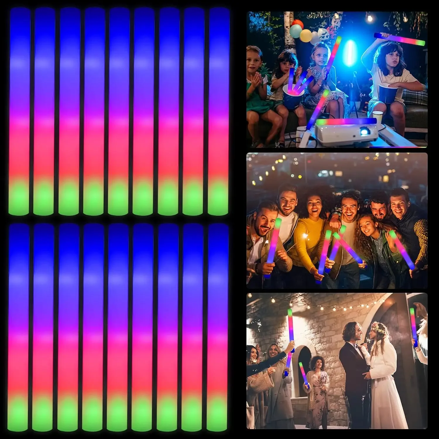 Flashing Led Foam Sticks Party - 50 قطعة من عصي الإضاءة الرغوية