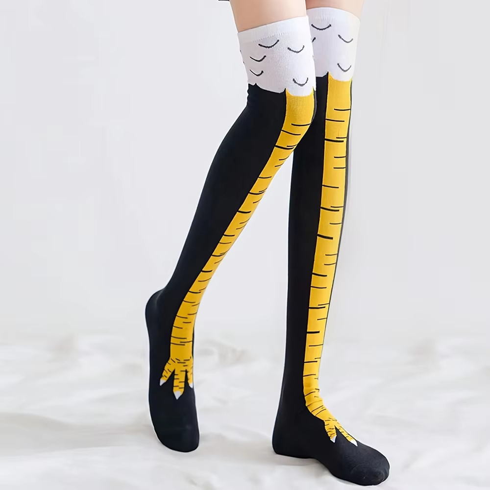 Funny Chicken Leg Socks - 1/2pairs أقدام الدجاج طباعة الفخذ العليا