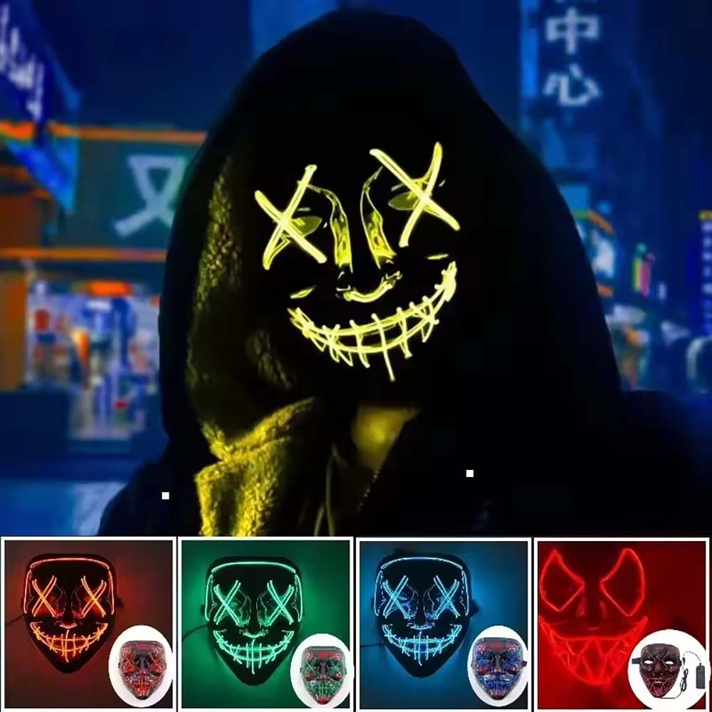 Led Purge Mask Halloween - قناع نيون لاسلكي مضيء بتقنية LED