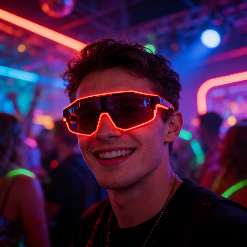Glow In The Dark Party Glasses - نظارات مضيئة LED مقاومة للرياح، نظارات