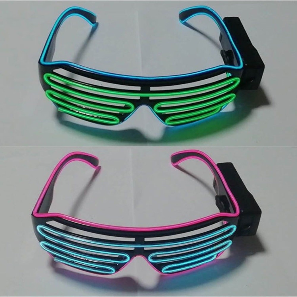 Glow In The Dark Party Glasses - نظارات LED لاسلكية مضيئة بلونين، نظارات