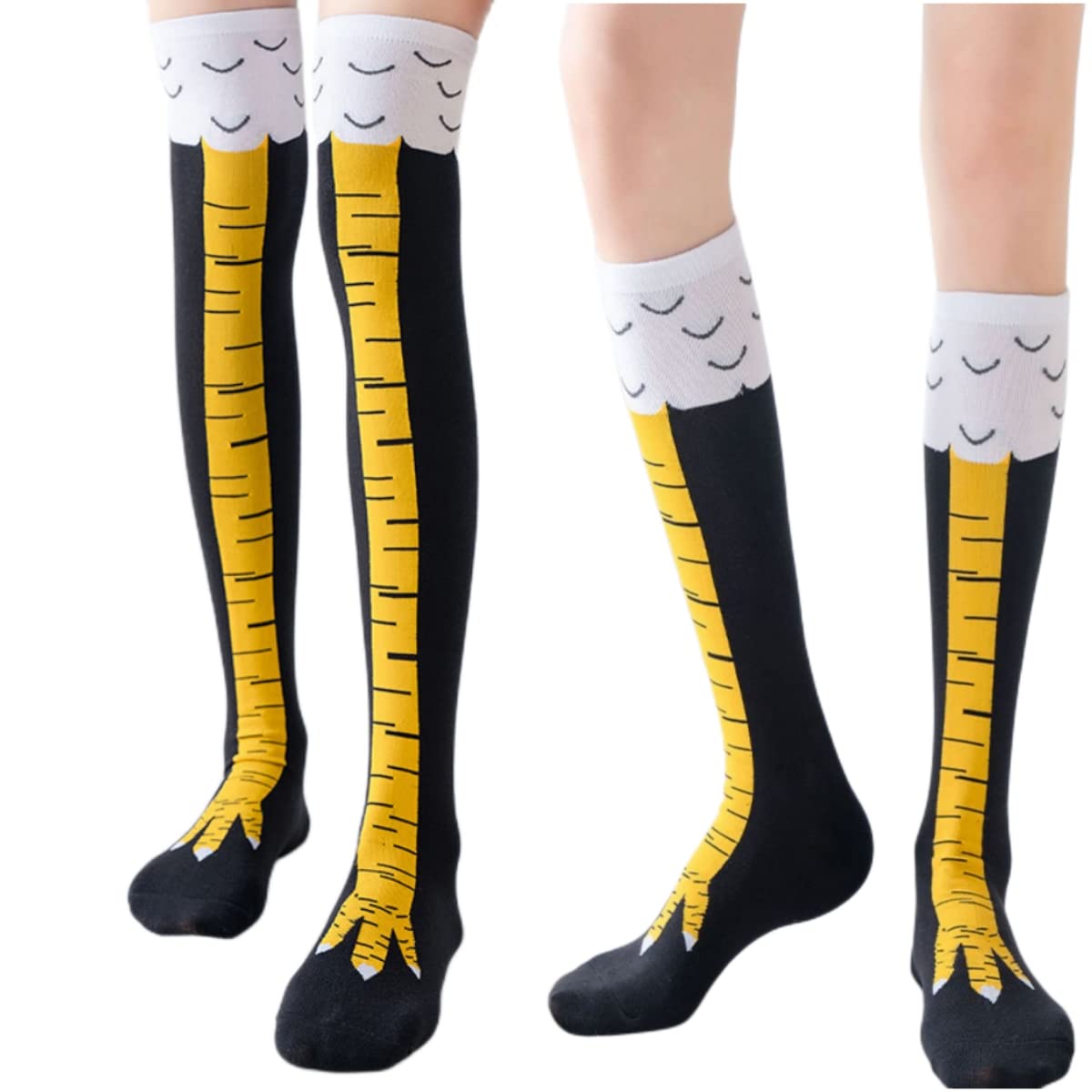 Funny Chicken Leg Socks - 1/2 Pairs النساء جوارب طويلة إلى