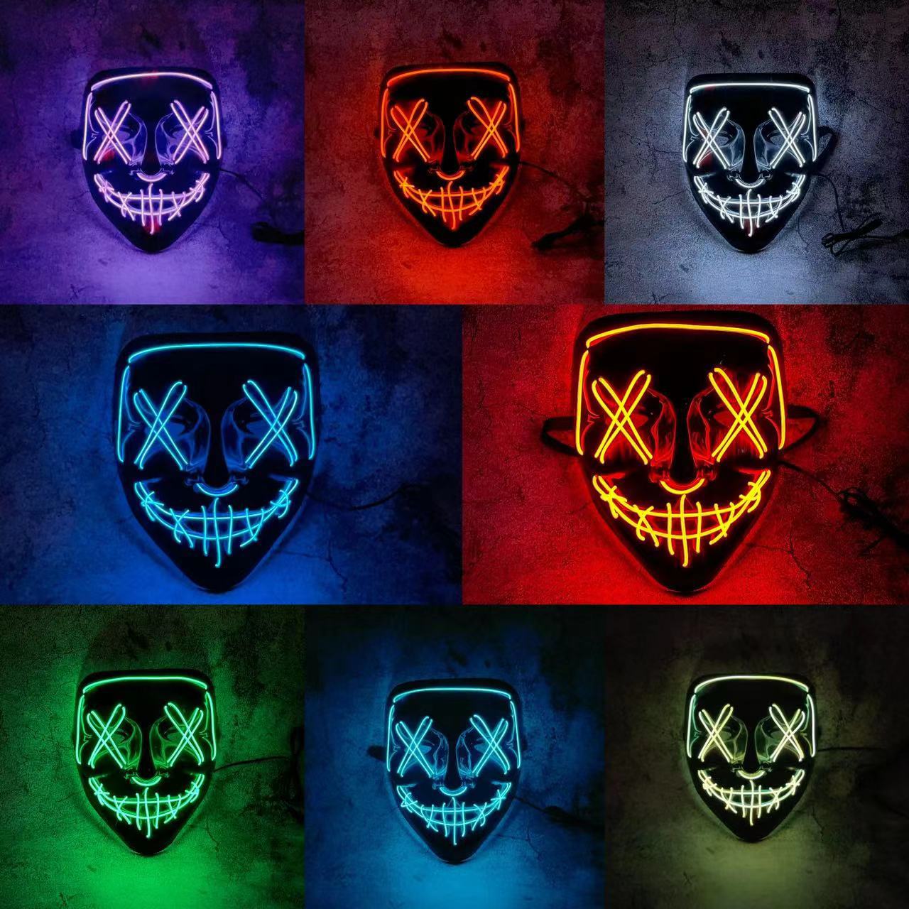 Led Purge Mask Halloween - قناع نيون لاسلكي بإضاءة LED متعددة