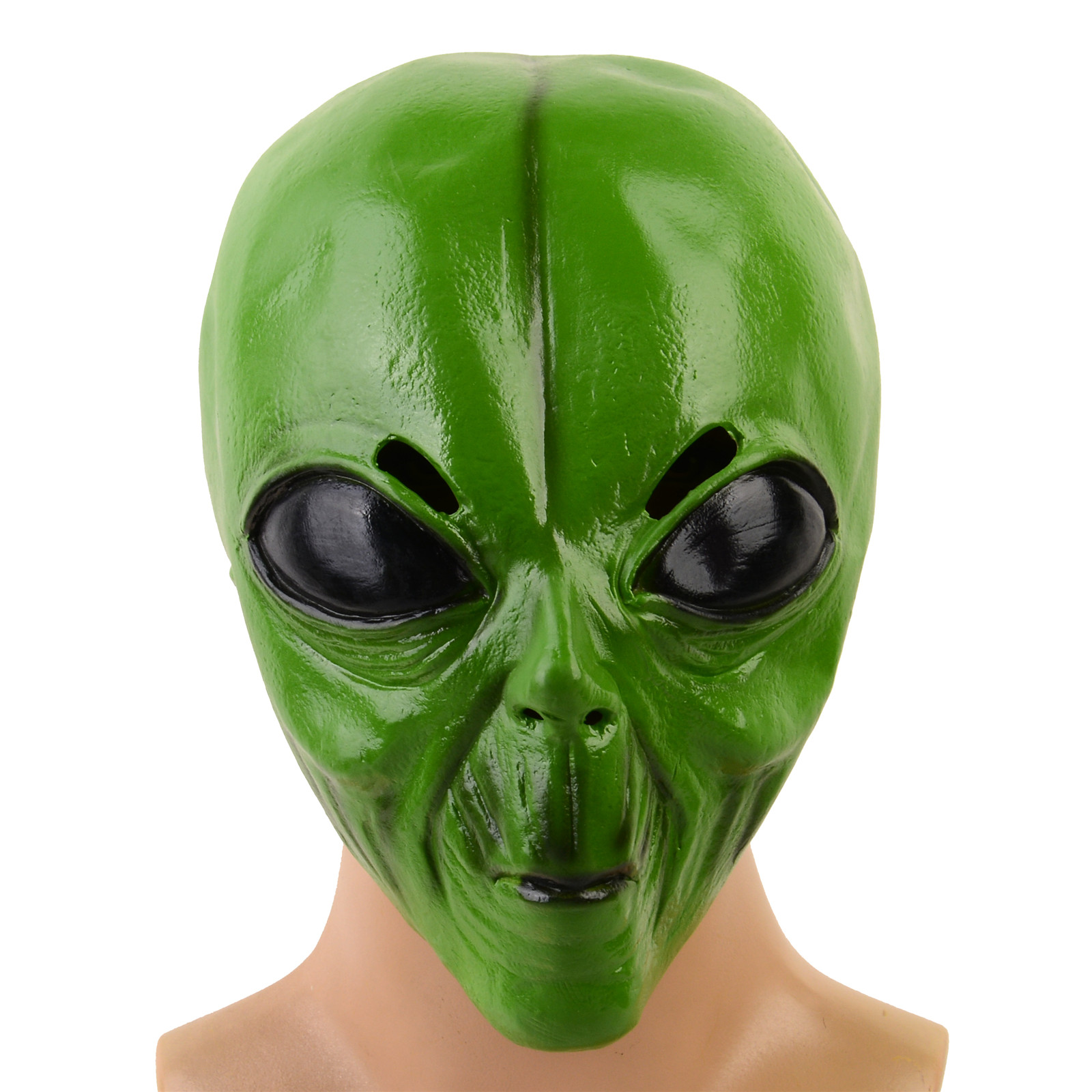 Latex Alien Mask Realistic - قناع رأس كائن فضائي أخضر واقعي