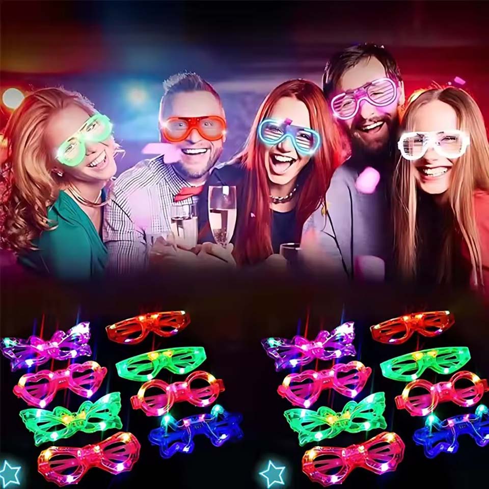 Glow In The Dark Party Glasses - 10/20/30/40/50 قطعة نظارات LED مضيئة تتوهج