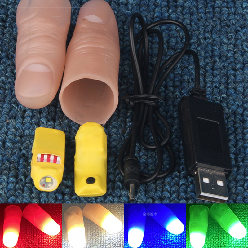 Thumb Tip Magic Trick Set - مجموعة أزواج الضوء الاحترافية (أحمر/أربعة ألوان)