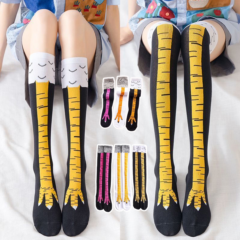 Funny Chicken Leg Socks - 1-4 أزواج من جوارب النساء الطويلة