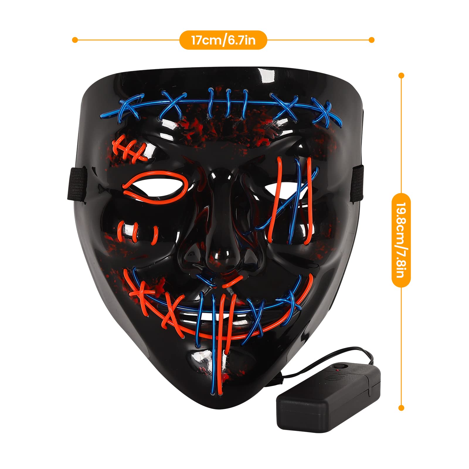 3 قطع من أقنعة الهالوين المخيف - مراجعة Led Purge Mask Halloween وسعره