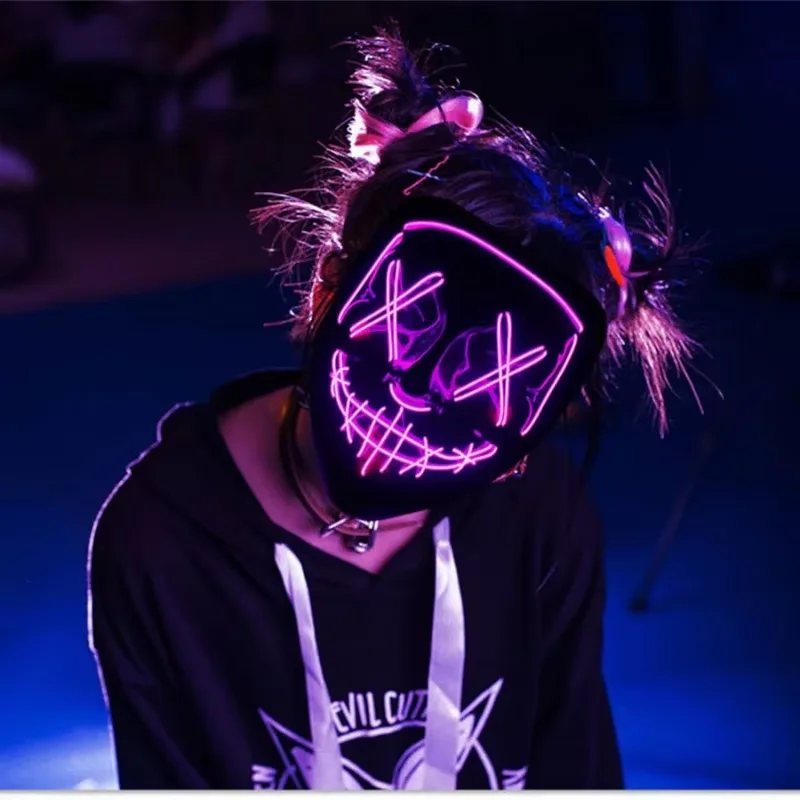قناع نيون لاسلكي مضيء بتقنية L - مراجعة Led Purge Mask Halloween وسعره