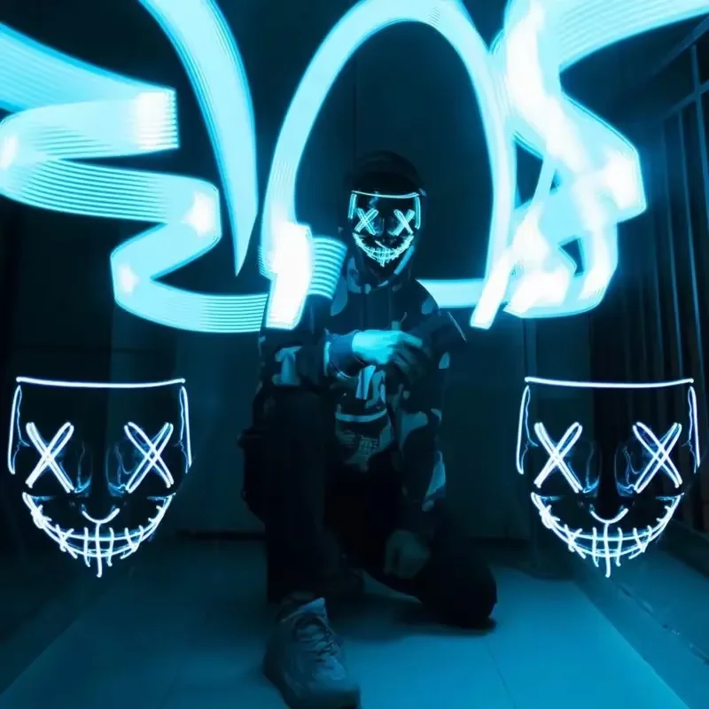 قناع نيون لاسلكي مضيء بتقنية L - مراجعة Led Purge Mask Halloween وسعره