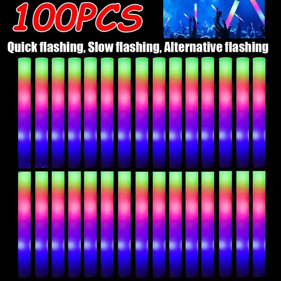 عصي مضيئة بالجملة 100 قطعة، عص - مراجعة Flashing Led Foam Sticks Party وسعره