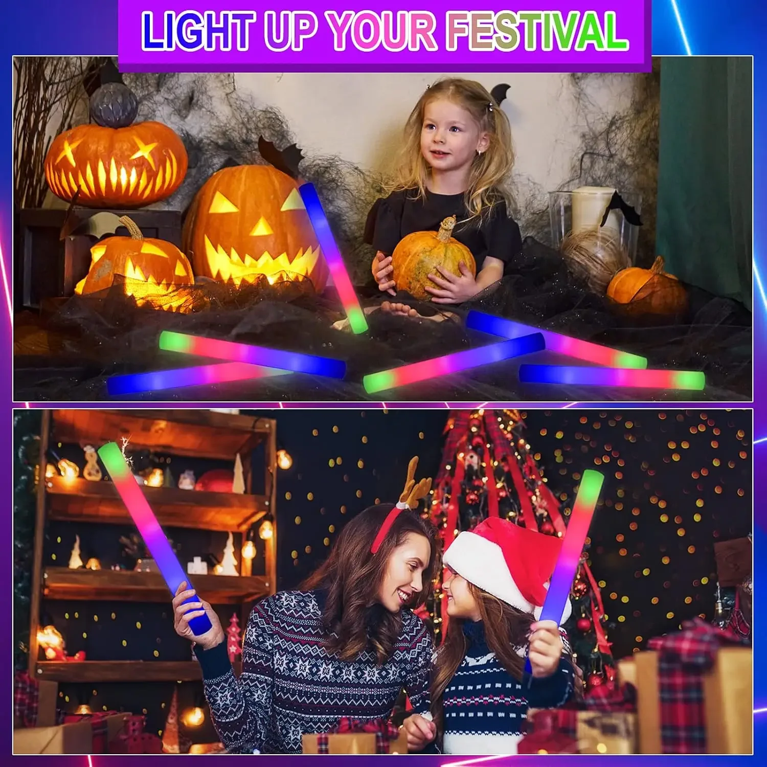 3Z-50 قطعة من عصي الإضاءة الرغ - مراجعة Flashing Led Foam Sticks Party وسعره