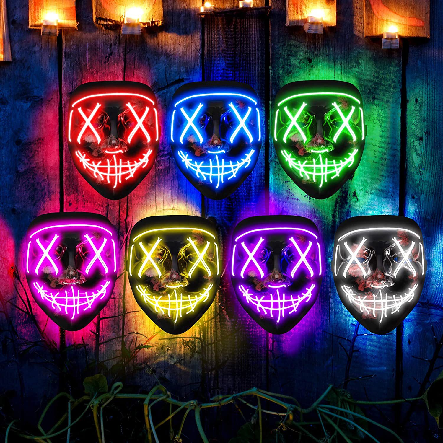قناع متوهج مخيف لاسلكي ، تطهير - مراجعة Led Purge Mask Halloween وسعره