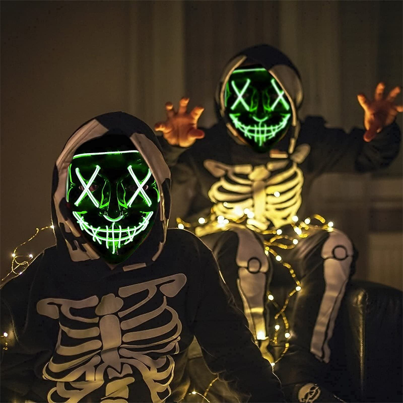 قناع تنكري للهالوين المخيف يضي - مراجعة Led Purge Mask Halloween وسعره