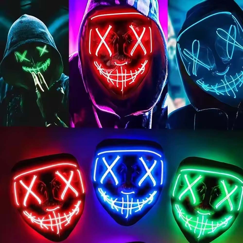 قناع نيون لاسلكي مضيء بتقنية L - مراجعة Led Purge Mask Halloween وسعره
