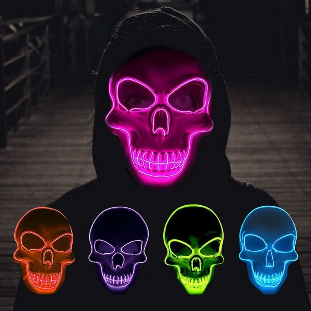 قناع جمجمة مرعب للهالوين مع إض - مراجعة Led Purge Mask Halloween وسعره