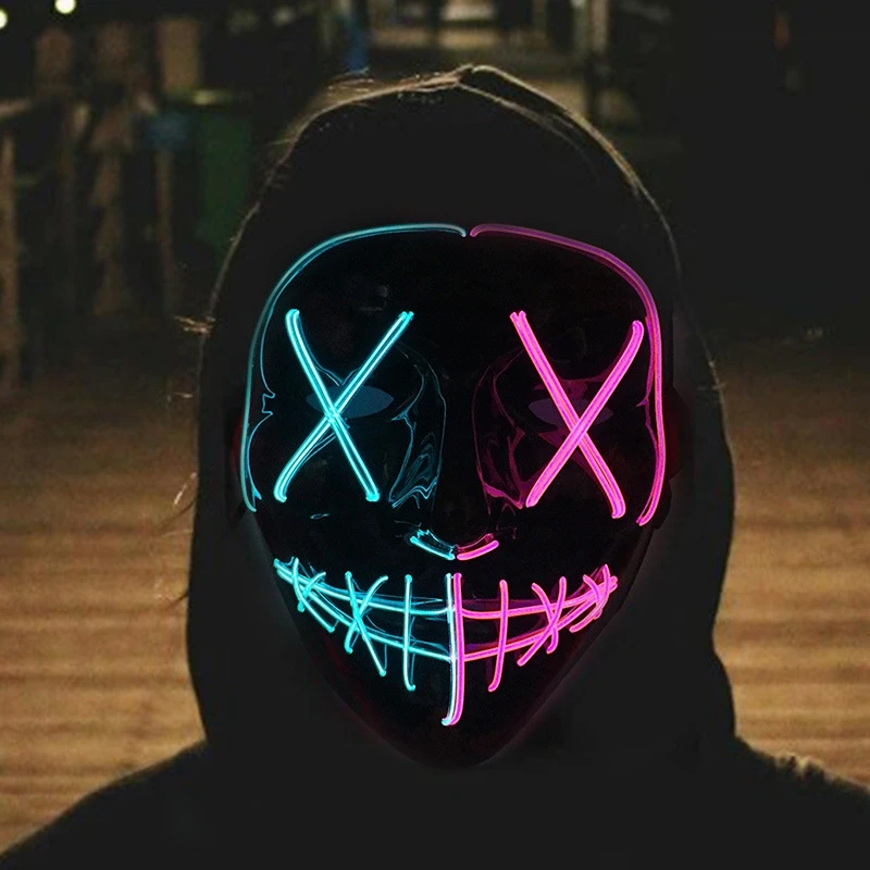 هالوين متوهجة مخيف قناع الوجه  - مراجعة Led Purge Mask Halloween وسعره