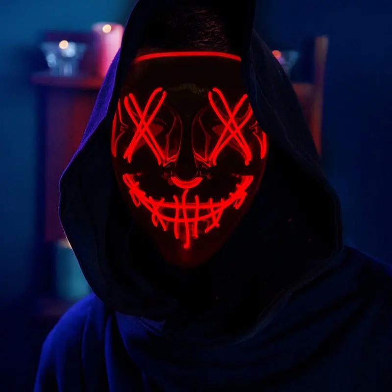 هالوين متوهجة مخيف قناع الوجه  - مراجعة Led Purge Mask Halloween وسعره
