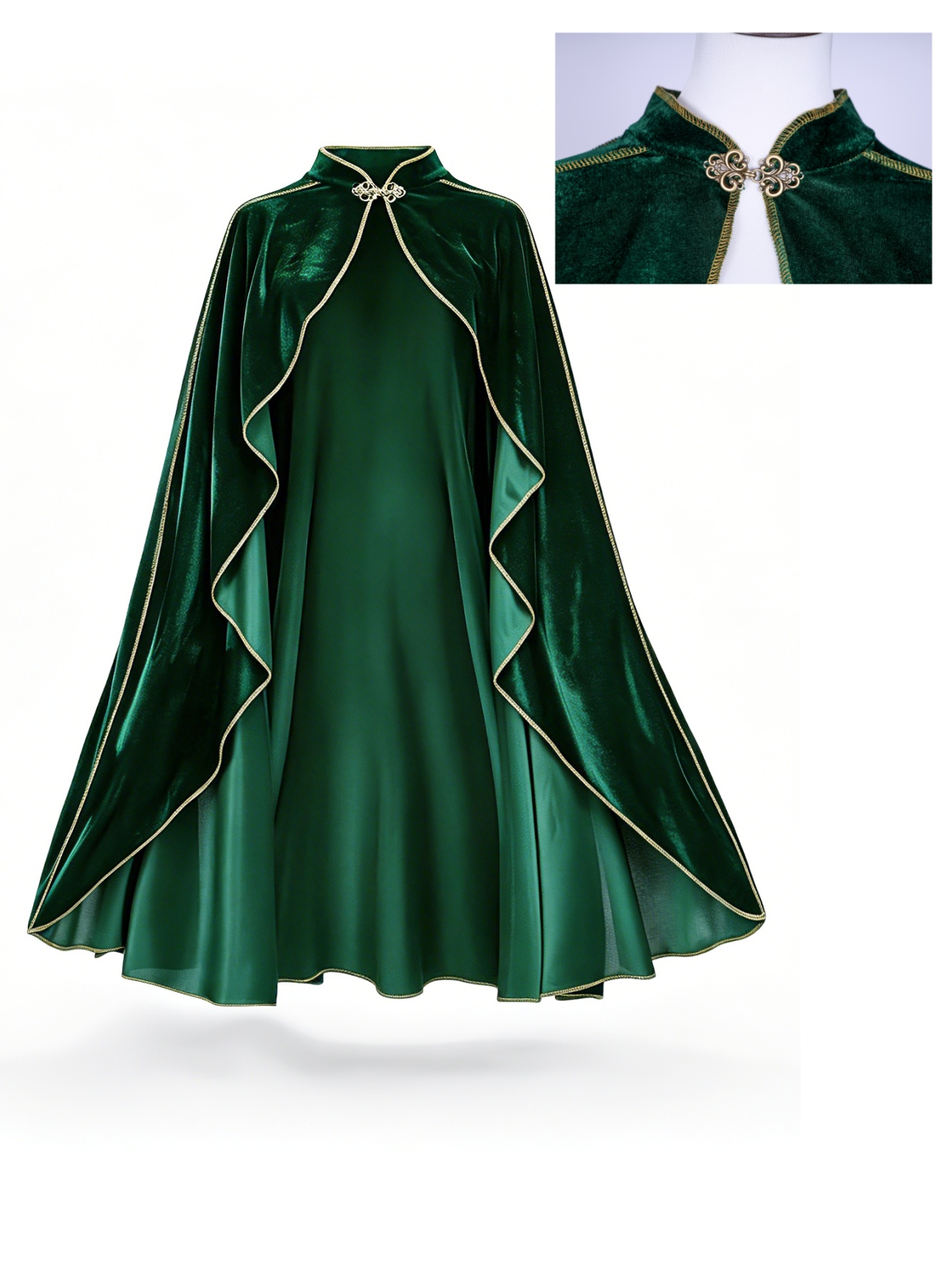عباءة نسائية من المخمل الأخضر  - مراجعة Medieval Renaissance Dress Women وسعره
