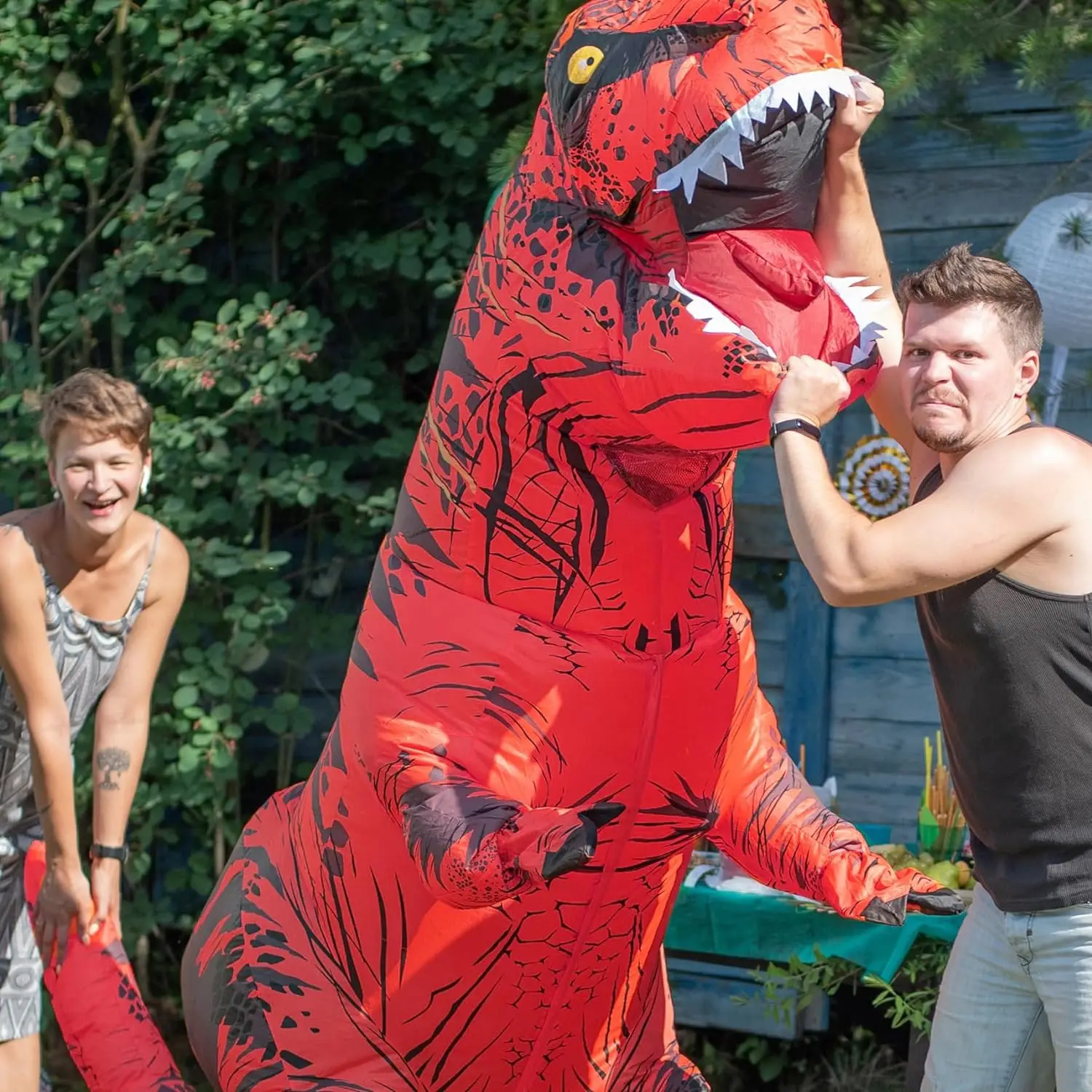 Tyrannosaurus نفخ ديناصور زي T - مراجعة Inflatable Dinosaur Costume Adult وسعره
