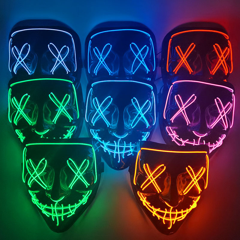 1P مخيف هالوين Colplay تضيء تط - مراجعة Led Purge Mask Halloween وسعره