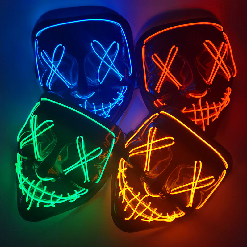 1P مخيف هالوين Colplay تضيء تط - مراجعة Led Purge Mask Halloween وسعره