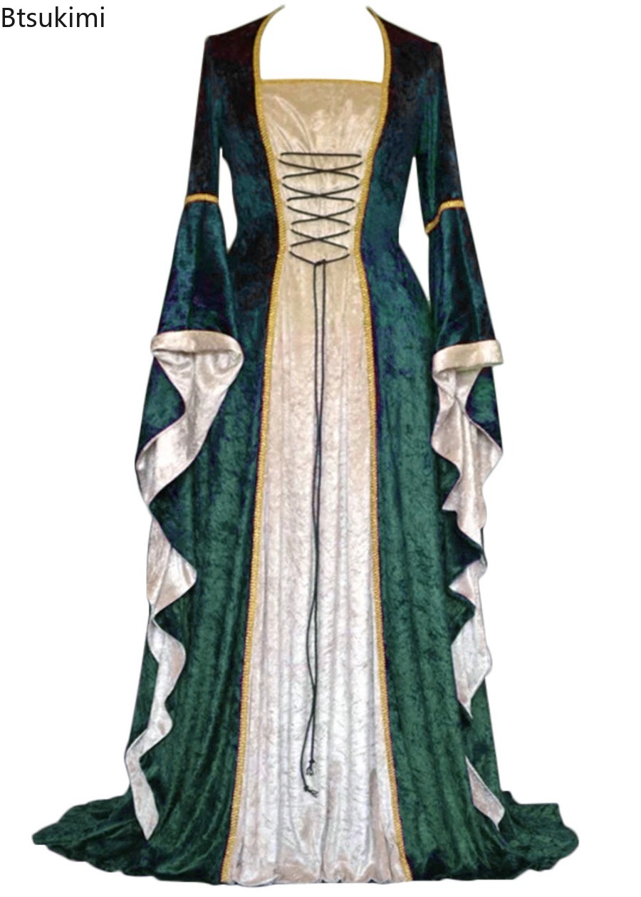 فستان نسائي طويل بتصميم عتيق م - مراجعة Medieval Renaissance Dress Women وسعره